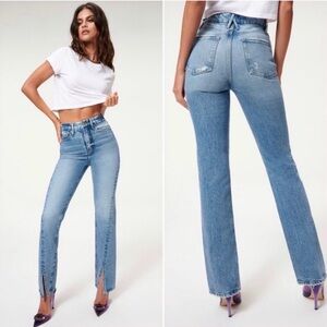 Good American Good Boy Long Twisted Slit Jean size 14/32